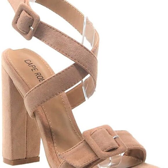NEW Cape Robbin Lorina Suede Blush Dusty Pink Buckle Strappy Block Heels Shoes - Picture 8 of 14